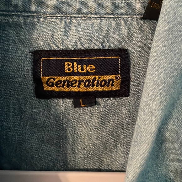 Vintage Denim Button Down Shirt Men Size L - Picture 5 of 6